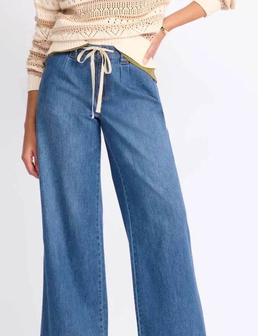 Sanctuary Vacationer Wide Leg Pleated Denim Pants